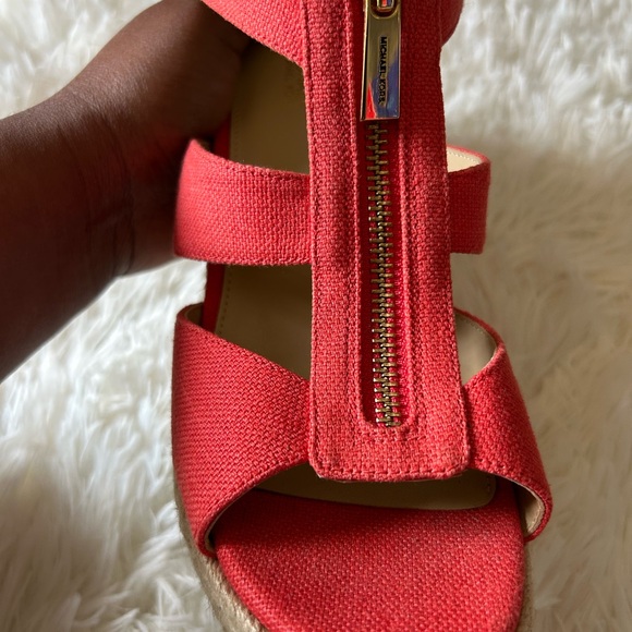 Michael Kors Coral Cutout Canvas Espadrille Wedge Sandals with Gold Zip - Picture 4 of 16